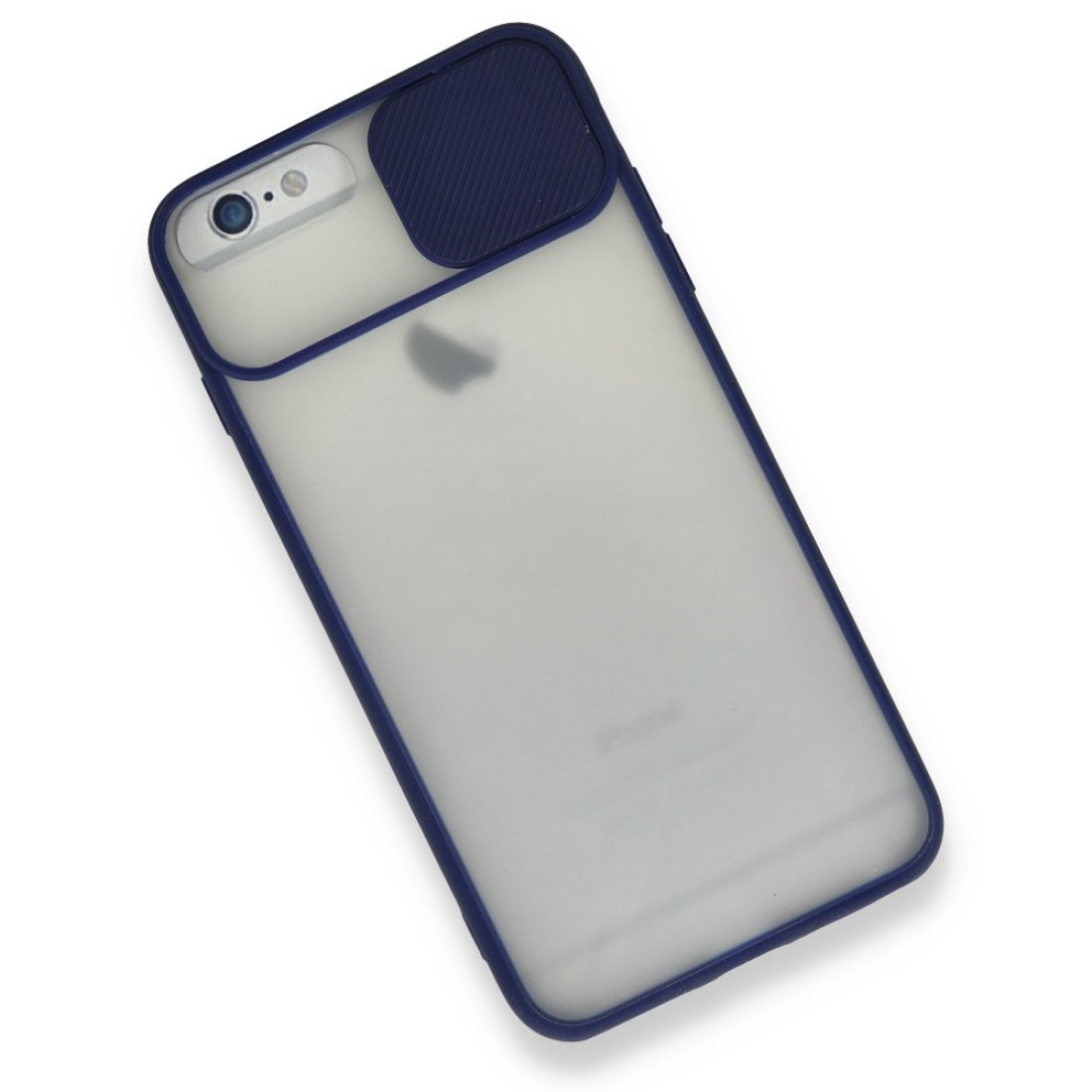 Apple iPhone 6 Plus Kılıf Palm Buzlu Kamera Sürgülü Silikon - Lacivert