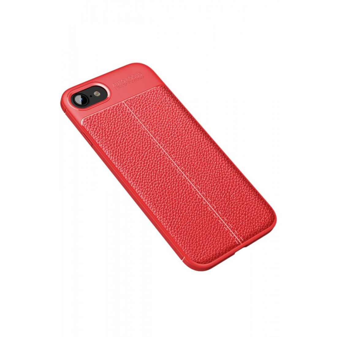 Apple iPhone 7 Kılıf Focus Derili Silikon - Kırmızı