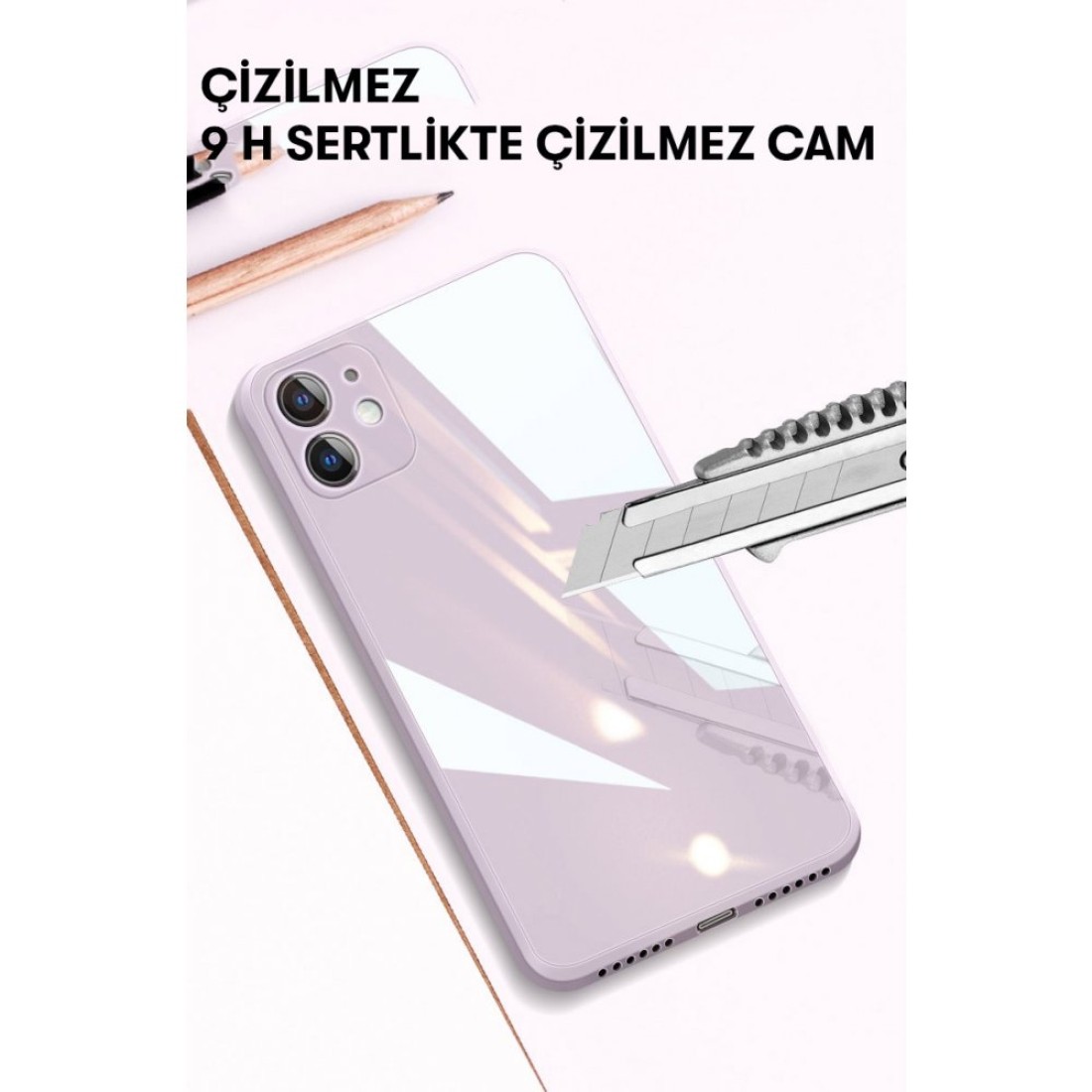 Xiaomi Redmi 9C Kılıf Glass Kapak - Siyah