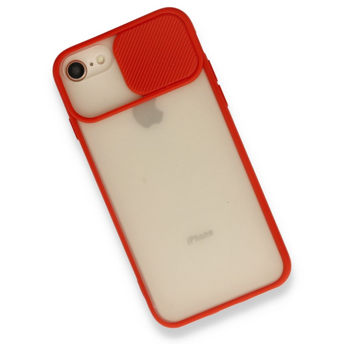 Apple iPhone 7 Kılıf Palm Buzlu Kamera Sürgülü Silikon - Kırmızı