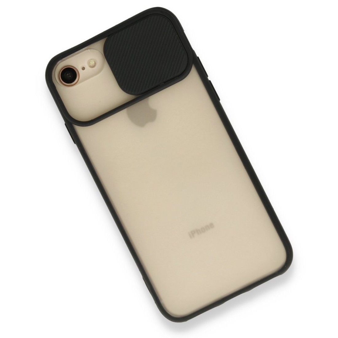Apple iPhone 7 Kılıf Palm Buzlu Kamera Sürgülü Silikon - Siyah