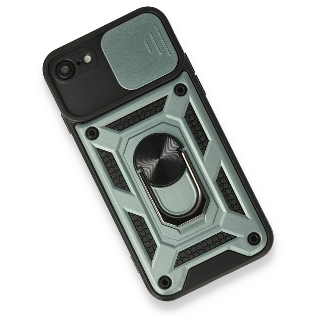 Apple iPhone 7 Kılıf Pars Lens Yüzüklü Silikon - Yeşil