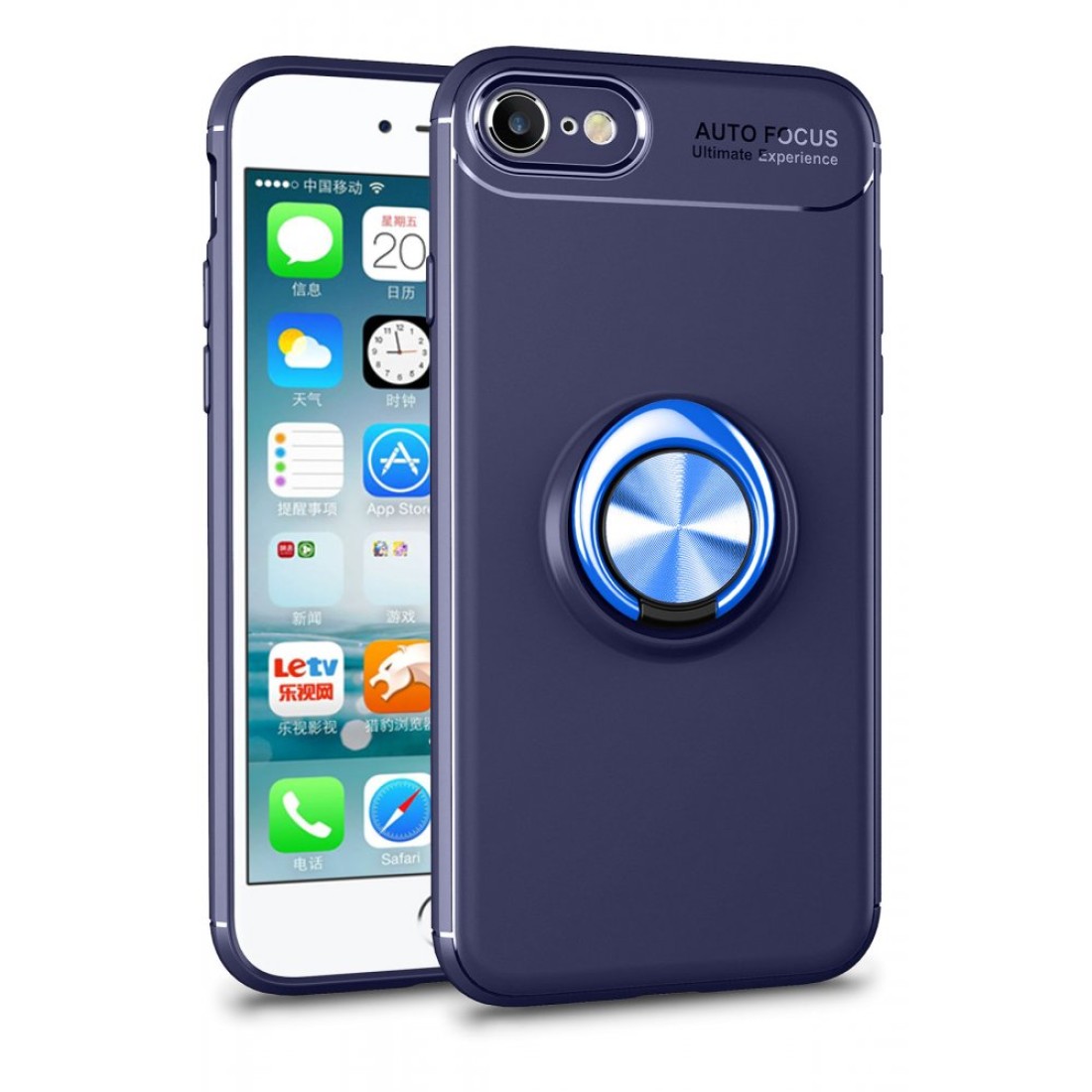 Apple iPhone 7 Kılıf Range Yüzüklü Silikon - Mavi