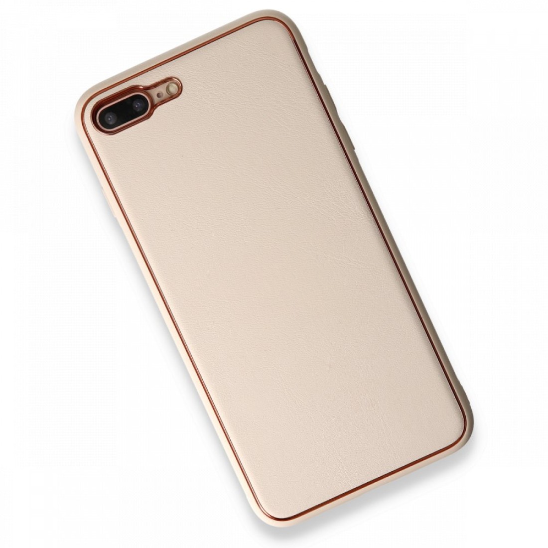 Apple iPhone 7 Plus Kılıf Coco Deri Silikon Kapak - Gold