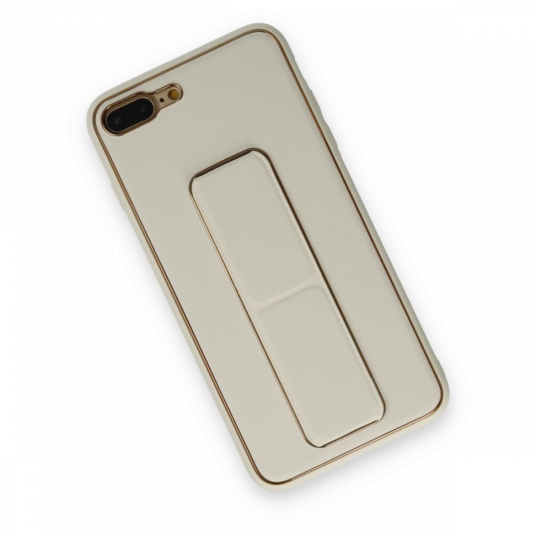 Apple iPhone 7 Plus Kılıf Coco Deri Standlı Kapak - Beyaz