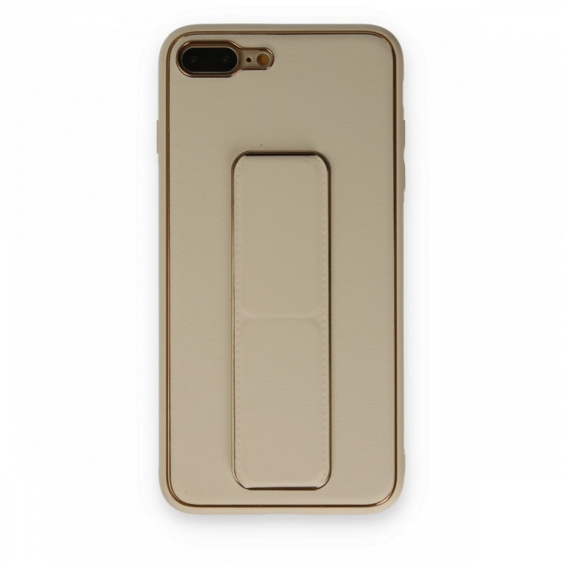 Apple iPhone 7 Plus Kılıf Coco Deri Standlı Kapak - Gold
