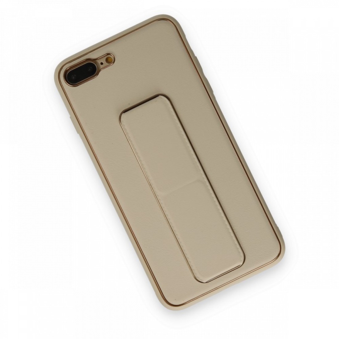 Apple iPhone 7 Plus Kılıf Coco Deri Standlı Kapak - Gold