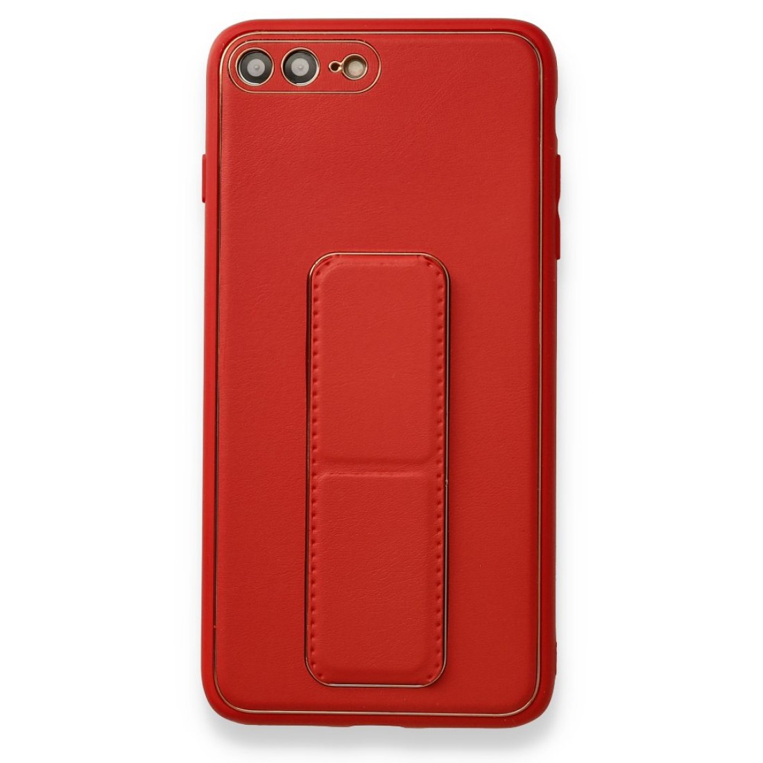 Apple iPhone 7 Plus Kılıf Coco Deri Standlı Kapak - Kırmızı