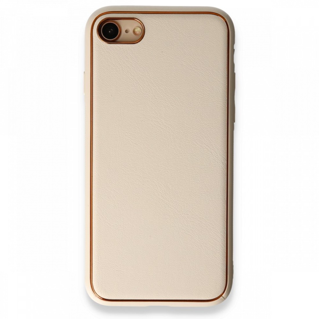 Apple iPhone 8 Kılıf Coco Deri Silikon Kapak - Gold