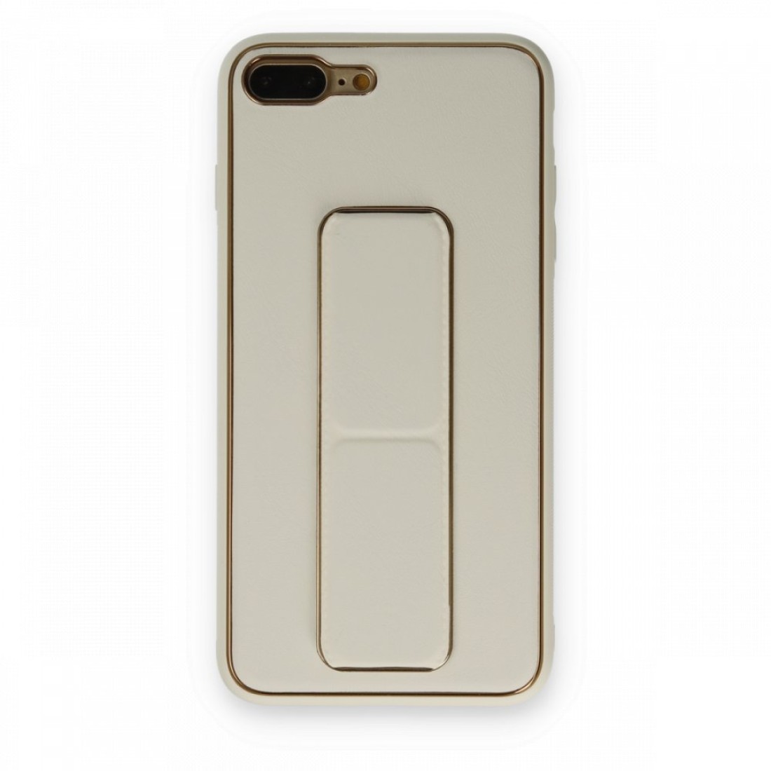 Apple iPhone 8 Plus Kılıf Coco Deri Standlı Kapak - Beyaz