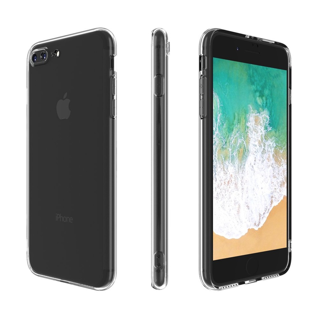 Apple iPhone 8 Plus Kılıf Deluxe 2mm Şeffaf Silikon