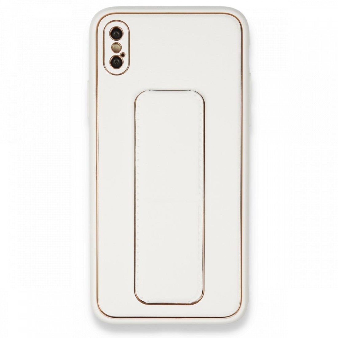 Apple iPhone X Kılıf Coco Deri Standlı Kapak - Beyaz