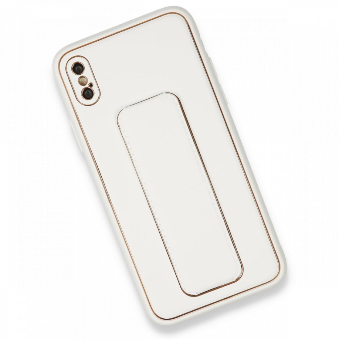 Apple iPhone X Kılıf Coco Deri Standlı Kapak - Beyaz