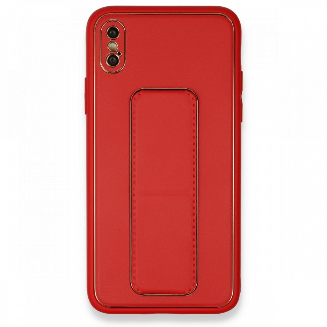 Apple iPhone X Kılıf Coco Deri Standlı Kapak - Kırmızı