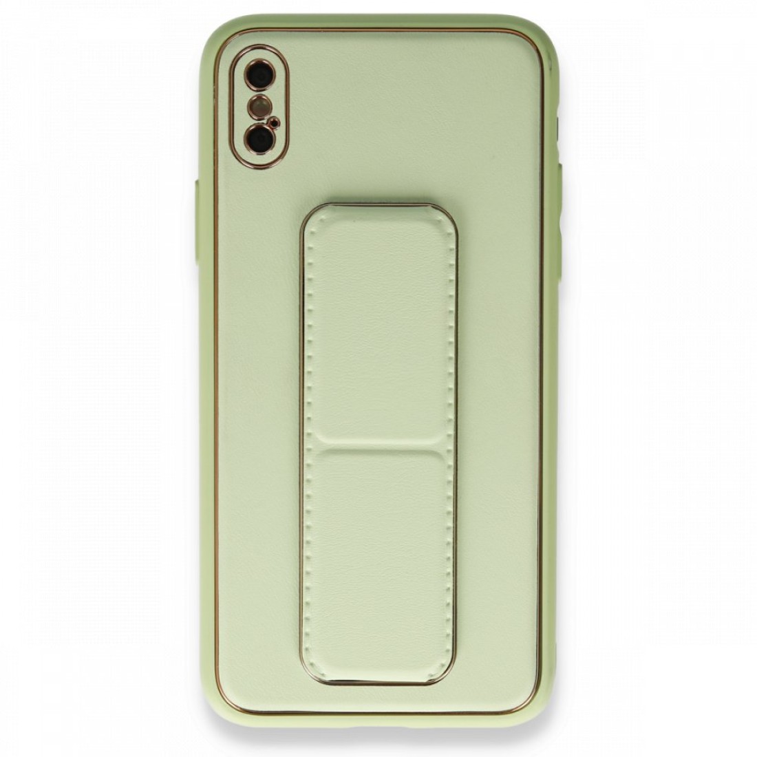Apple iPhone X Kılıf Coco Deri Standlı Kapak - Su Yeşili