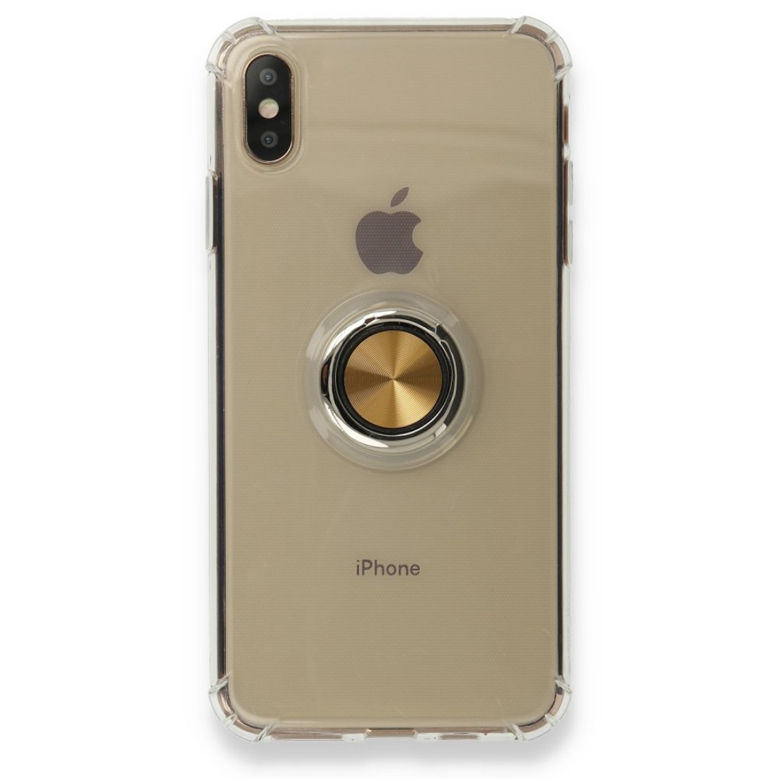 Apple iPhone X Kılıf Gros Yüzüklü Silikon - Gold