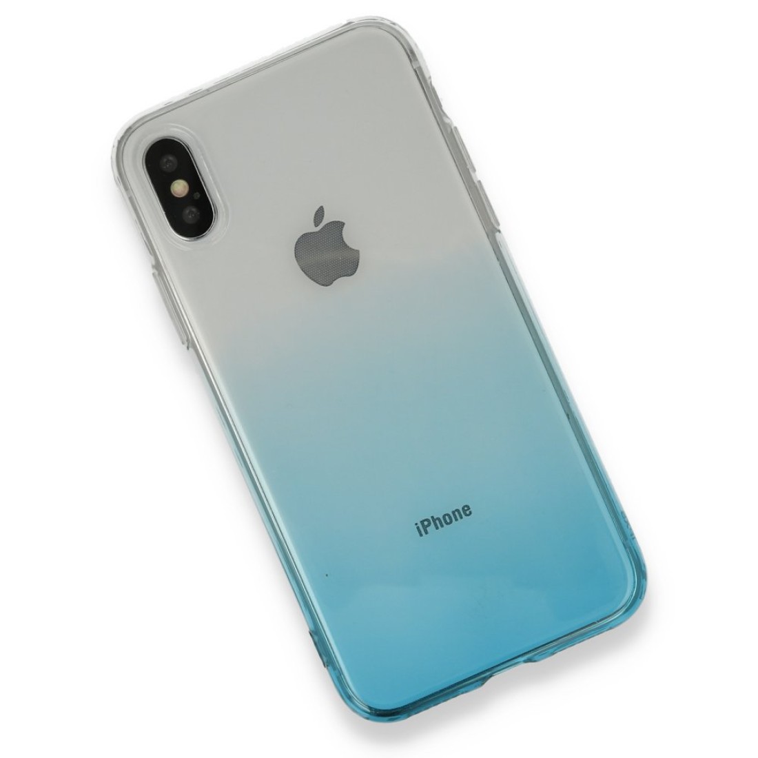 Apple iPhone X Kılıf Lüx Çift Renkli Silikon - Turkuaz