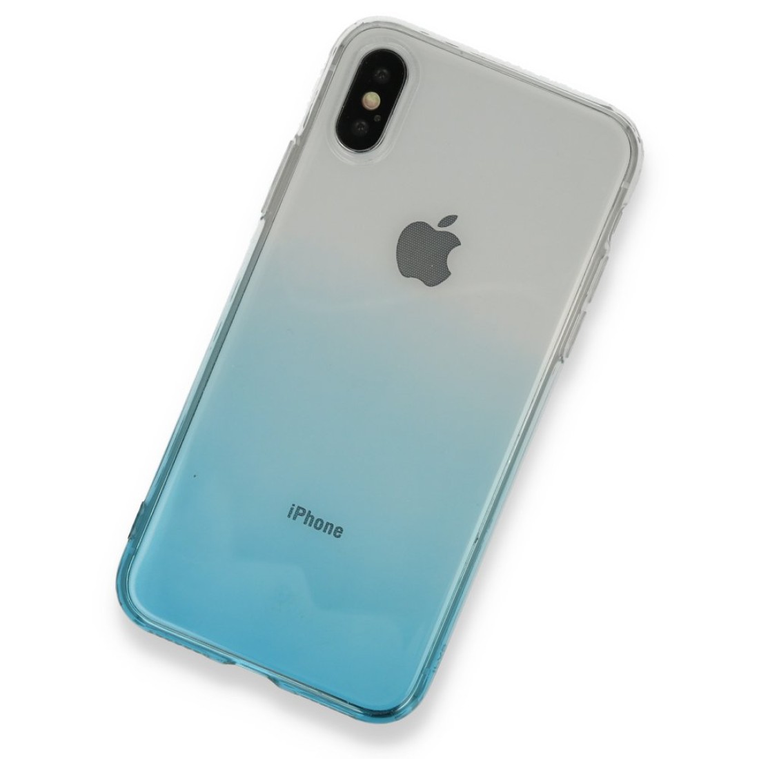 Apple iPhone X Kılıf Lüx Çift Renkli Silikon - Turkuaz