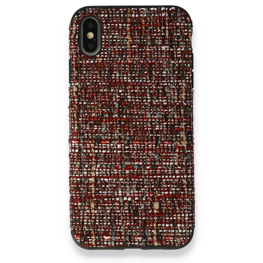 iPhone X Kılıf Ottoman Kumaş Silikon - Bordo