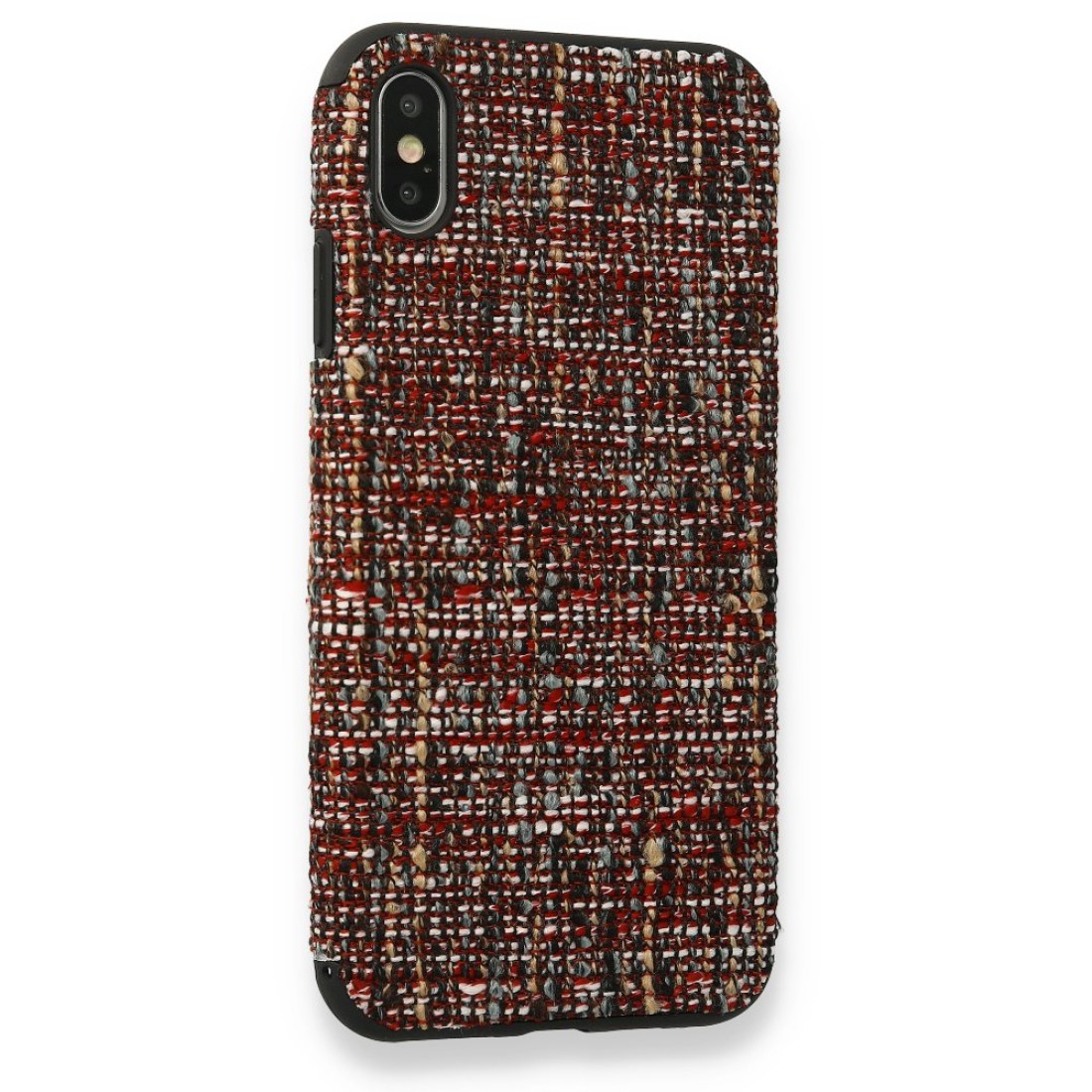 Apple iPhone XS Kılıf Ottoman Kumaş Silikon - Bordo