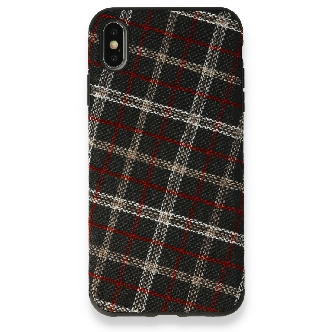 iPhone X Kılıf Ottoman Kumaş Silikon - Ekose