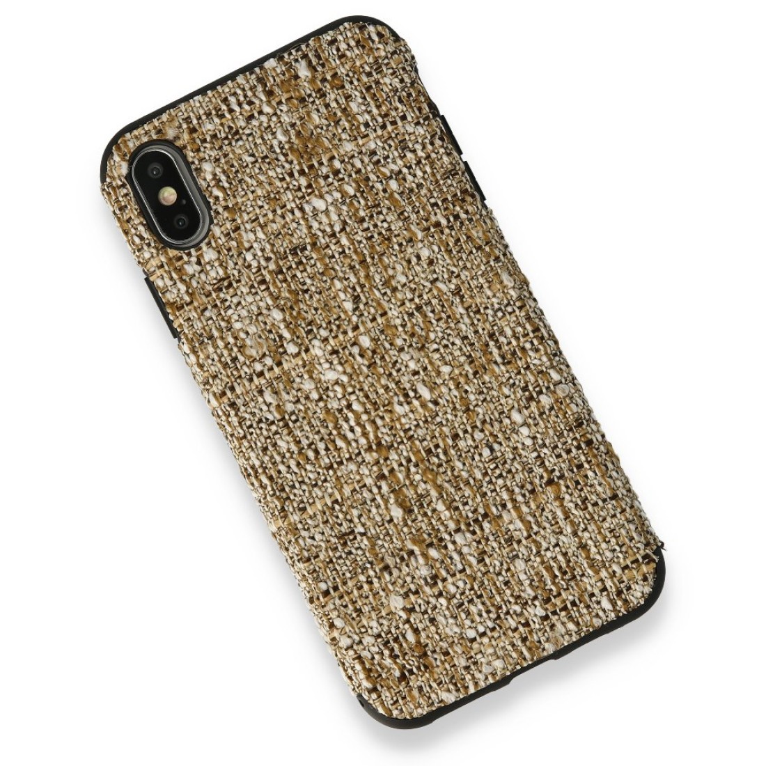 iPhone XS Kılıf Ottoman Kumaş Silikon - Krem