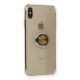 Apple iPhone XS Kılıf Gros Yüzüklü Silikon - Gold