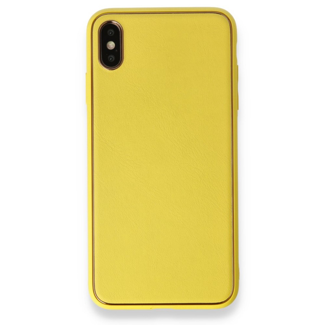 Apple iPhone XS Max Kılıf Coco Deri Silikon Kapak - Sarı
