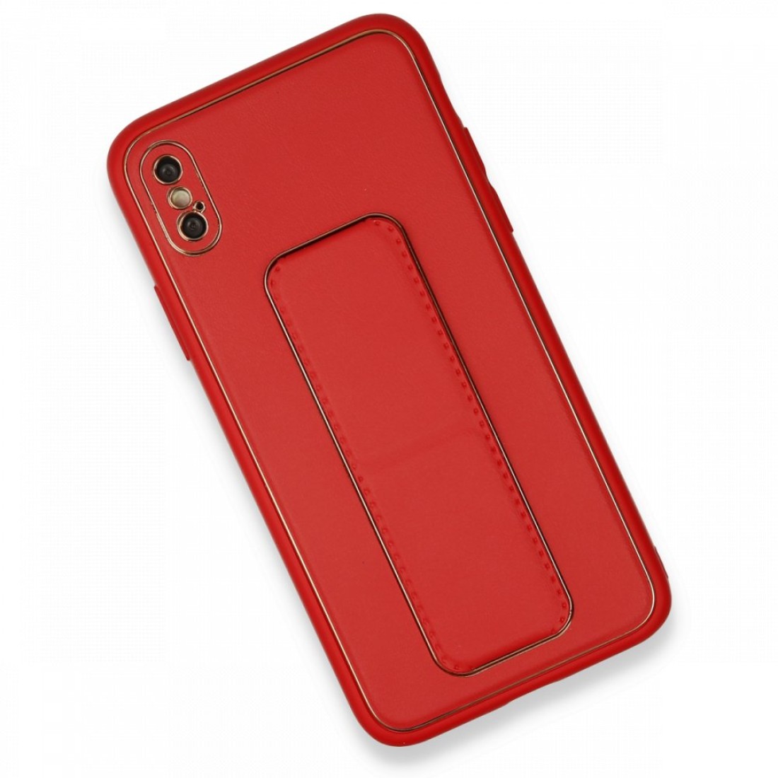 Apple iPhone XS Max Kılıf Coco Deri Standlı Kapak - Kırmızı