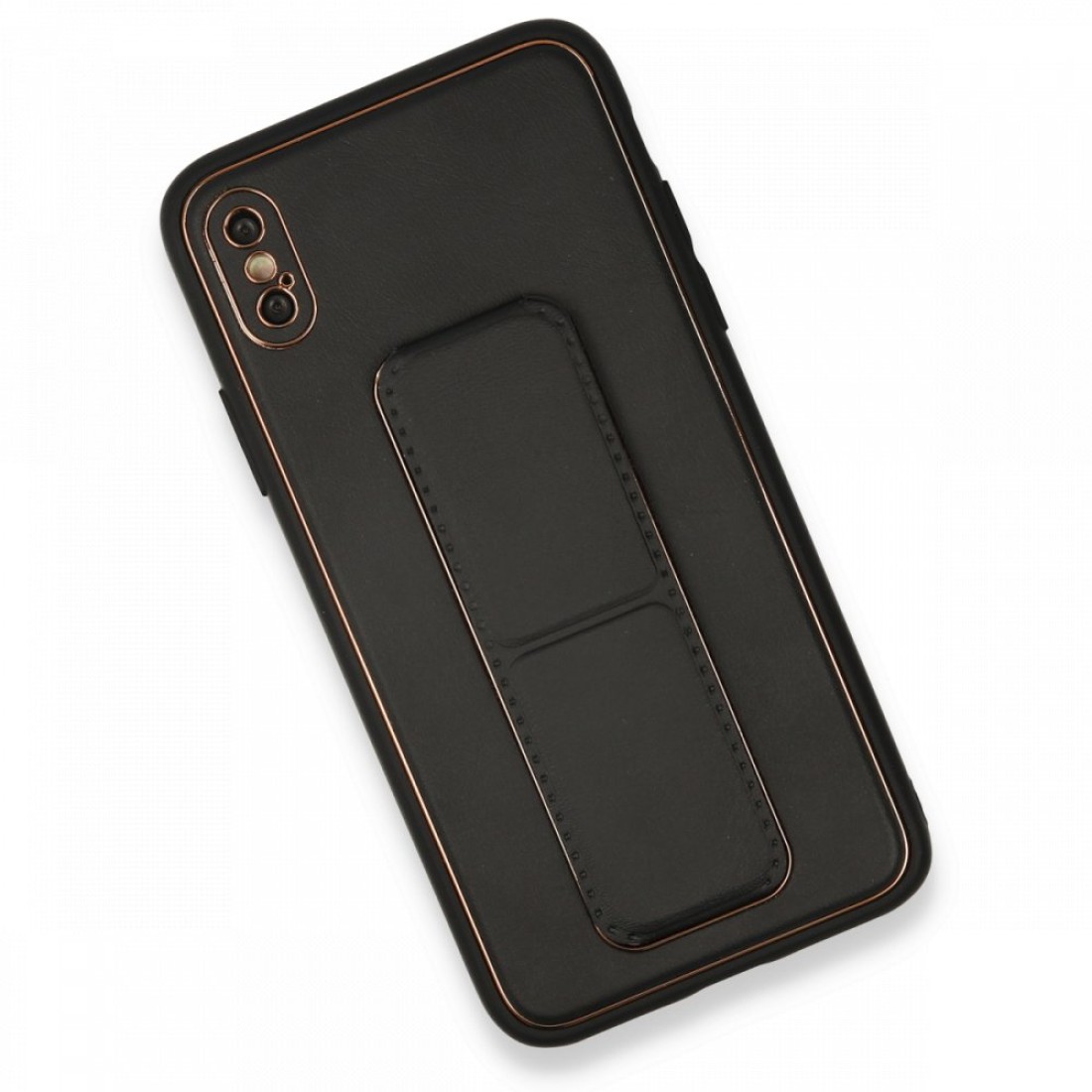 Apple iPhone XS Max Kılıf Coco Deri Standlı Kapak - Siyah