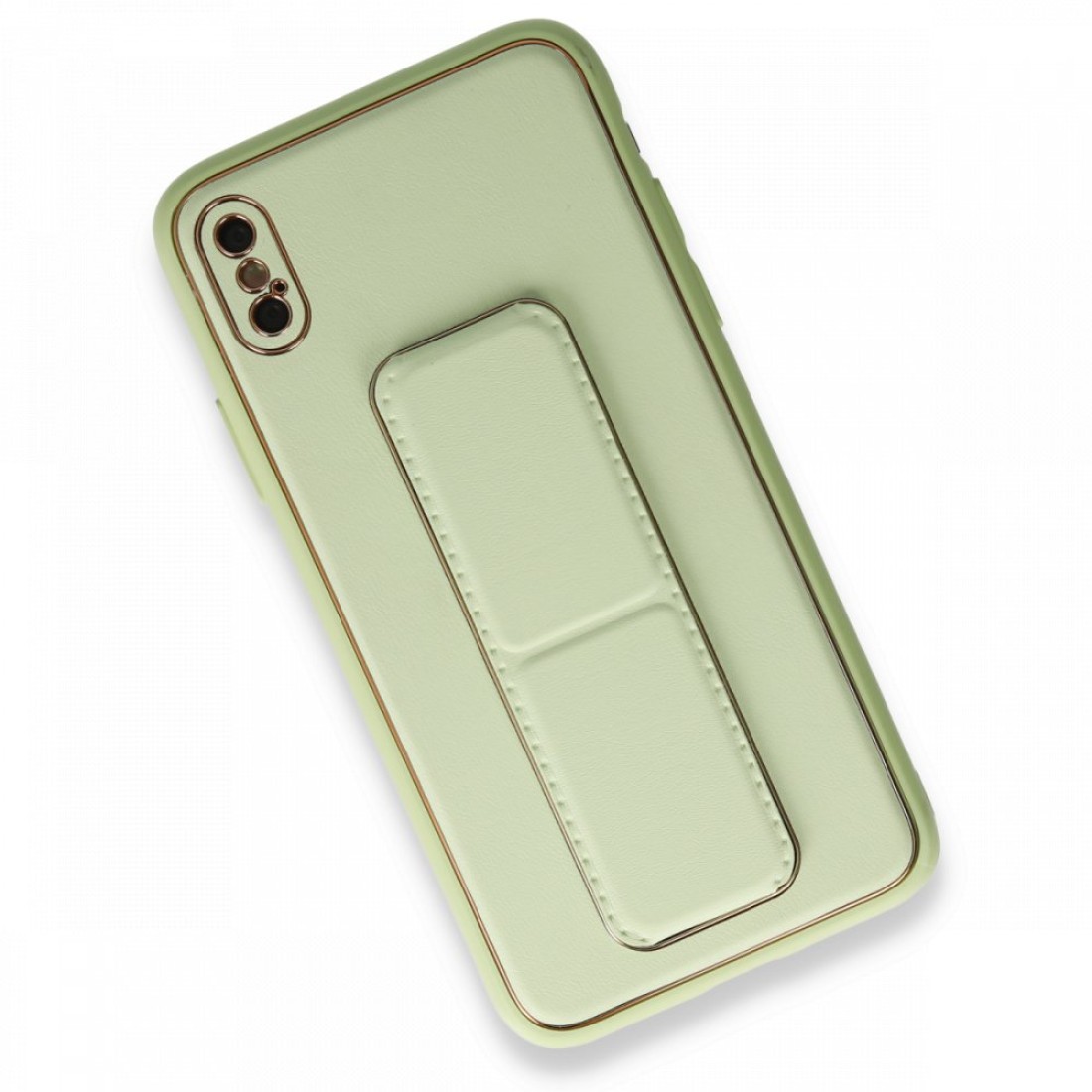 Apple iPhone XS Max Kılıf Coco Deri Standlı Kapak - Su Yeşili