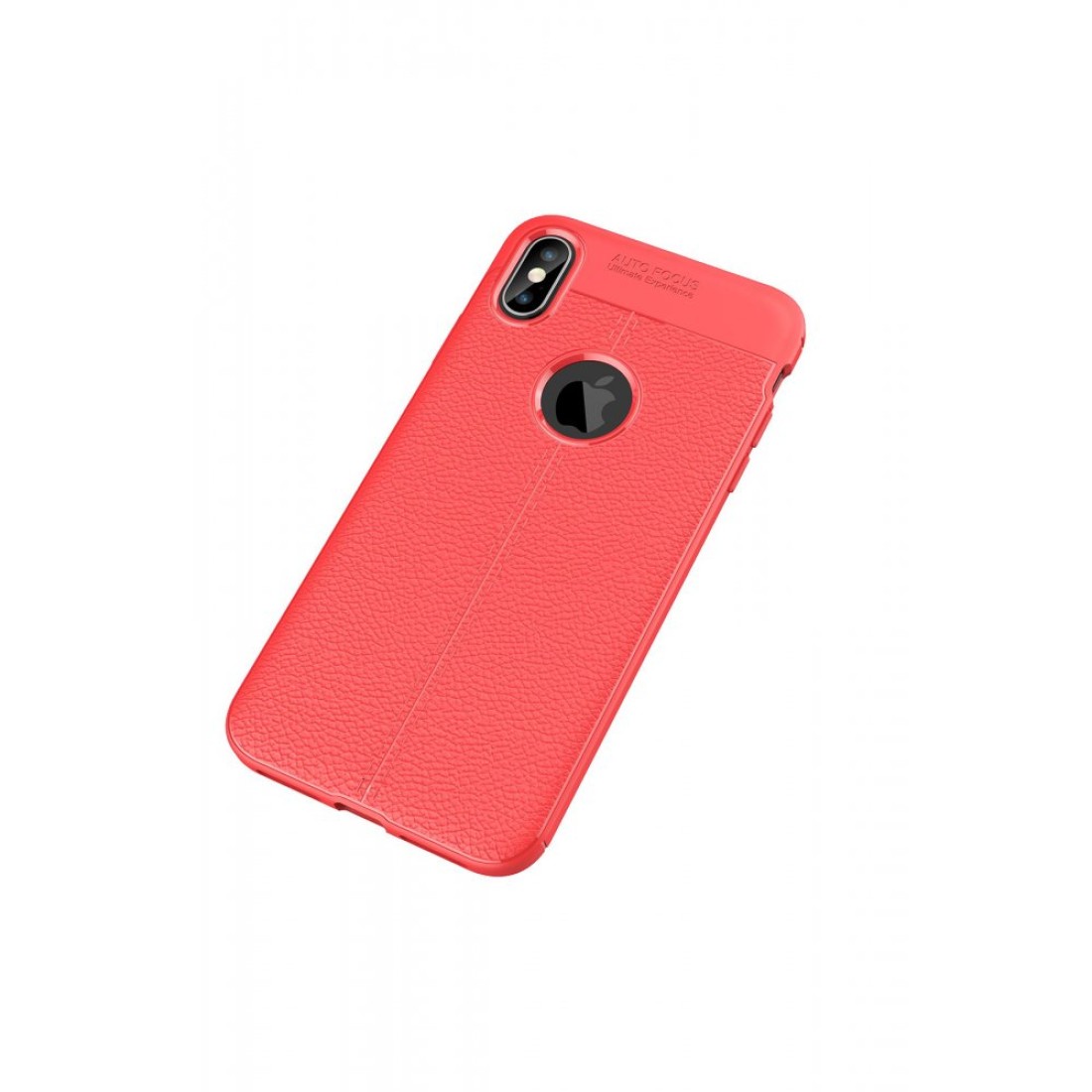 Apple iPhone XS Max Kılıf Focus Derili Silikon - Kırmızı