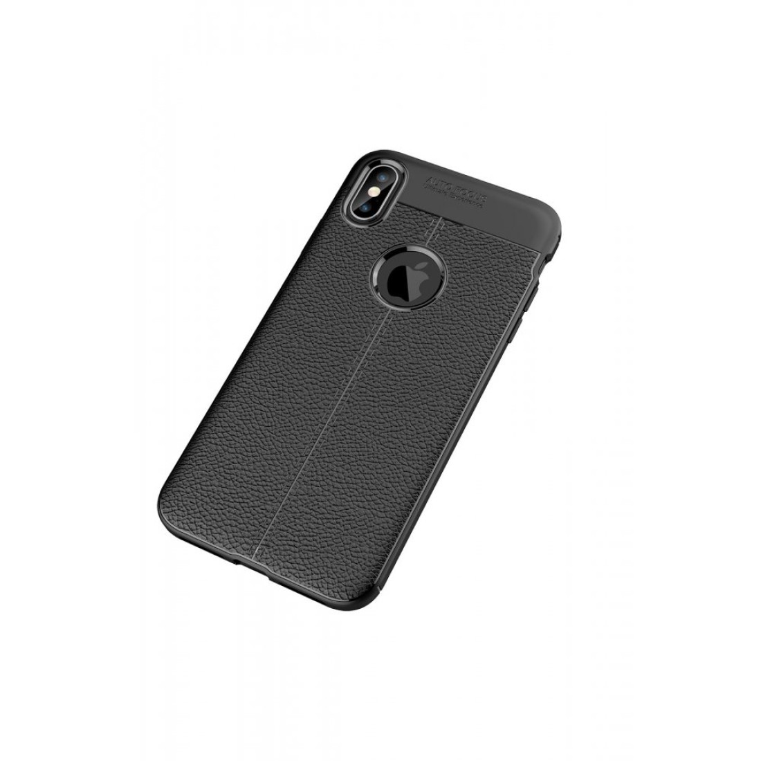 Apple iPhone XS Max Kılıf Focus Derili Silikon - Siyah
