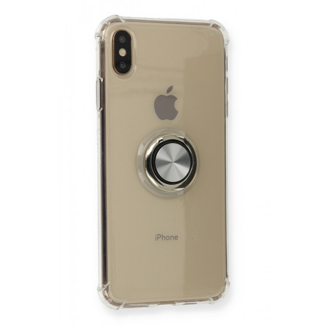 Apple iPhone XS Max Kılıf Gros Yüzüklü Silikon - Gümüş