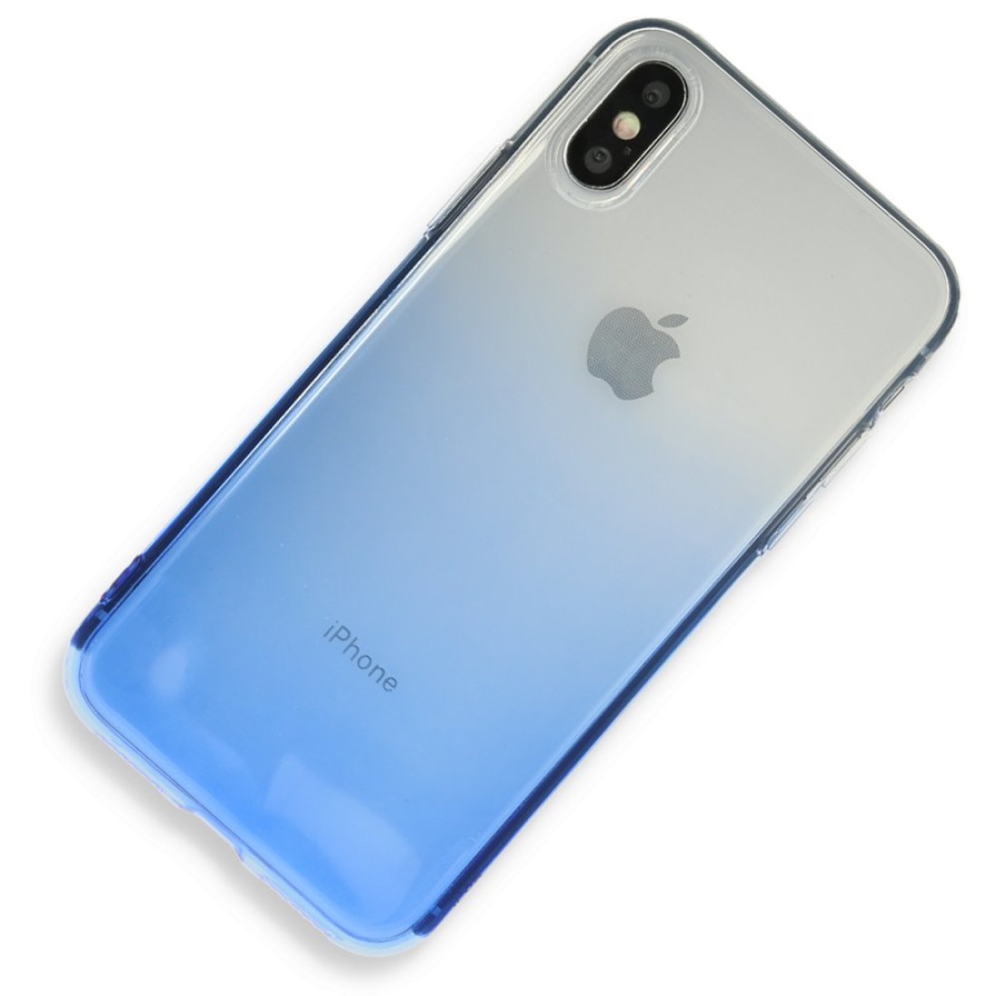 Apple iPhone X Kılıf Lüx Çift Renkli Silikon - Mavi