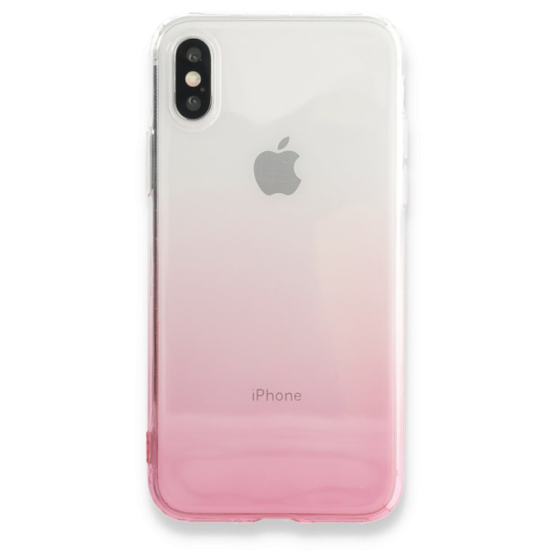 Apple iPhone X Kılıf Lüx Çift Renkli Silikon - Pembe