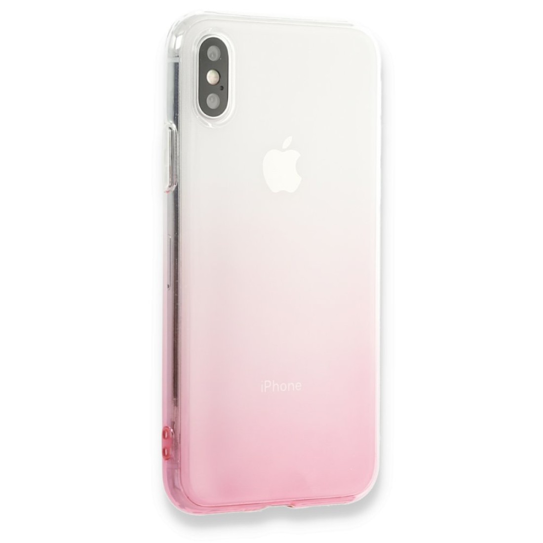 Apple iPhone X Kılıf Lüx Çift Renkli Silikon - Pembe