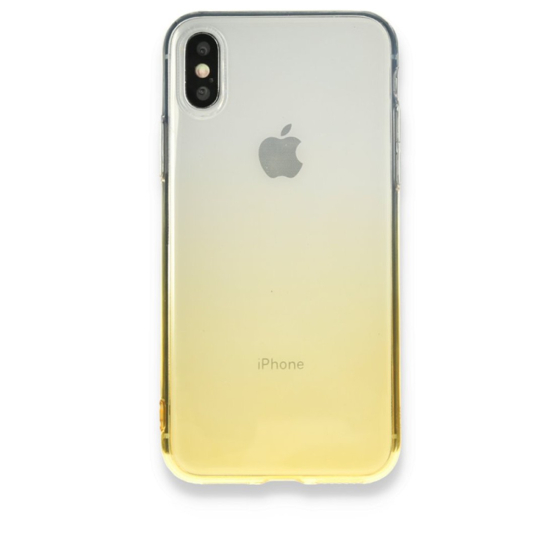 Apple iPhone XS Max Kılıf Lüx Çift Renkli Silikon - Sarı