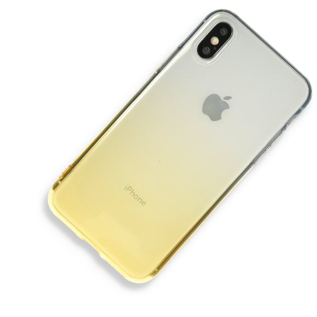 Apple iPhone XS Kılıf Lüx Çift Renkli Silikon - Sarı