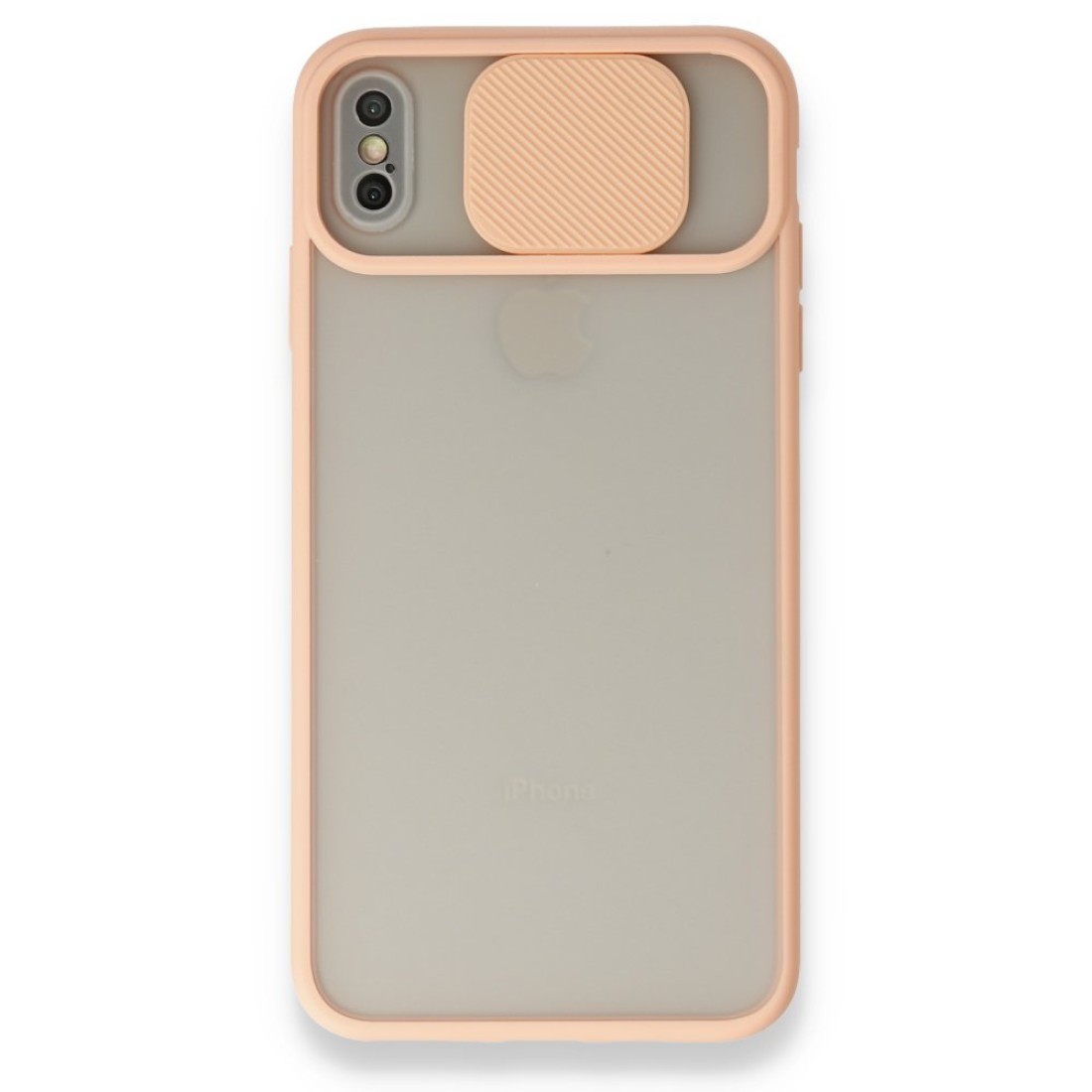 Apple iPhone XS Max Kılıf Palm Buzlu Kamera Sürgülü Silikon - Pembe