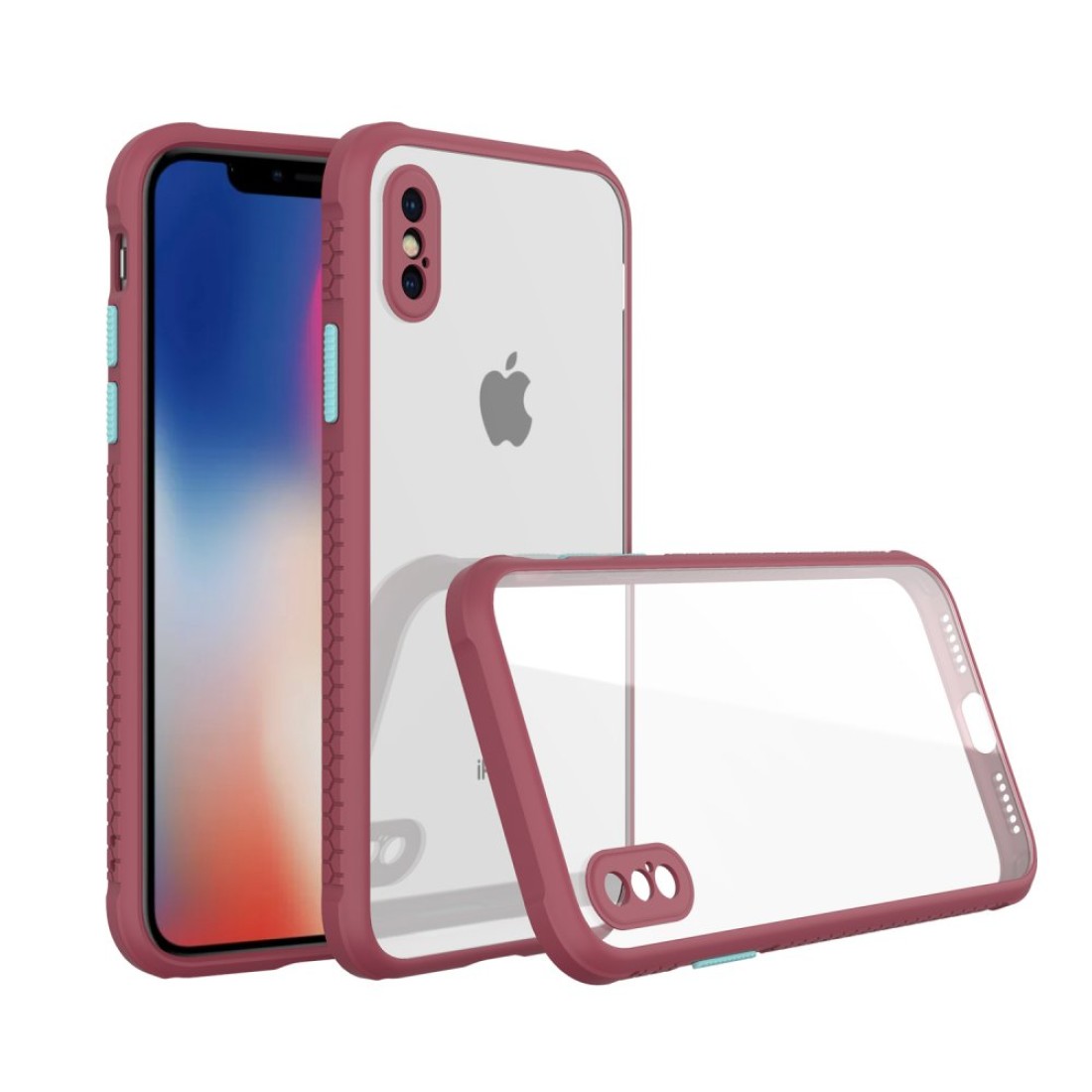 Apple iPhone XS Max Kılıf Miami Şeffaf Silikon  - Fuşya