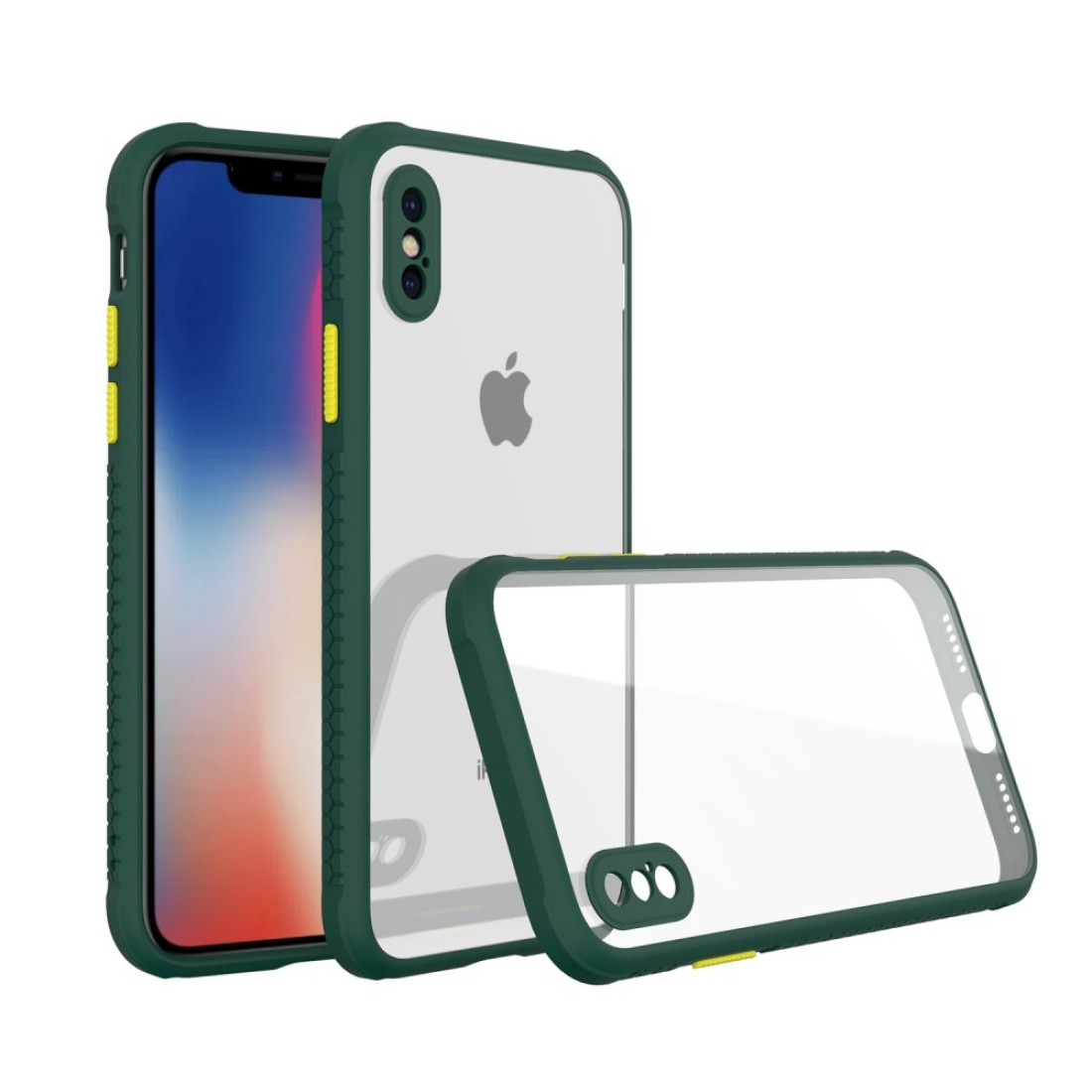 Apple iPhone XS Max Kılıf Miami Şeffaf Silikon  - Koyu Yeşil