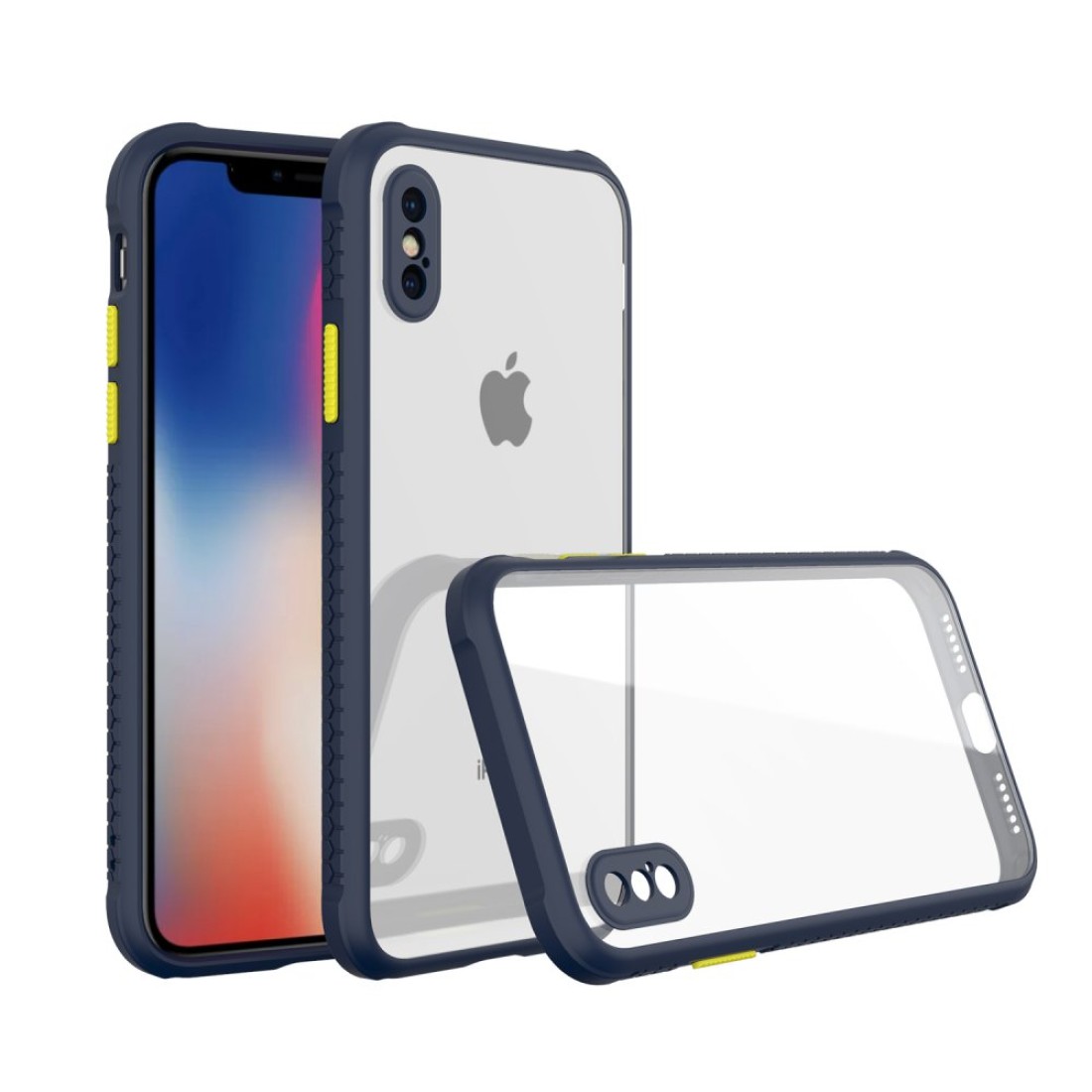 Apple iPhone XS Max Kılıf Miami Şeffaf Silikon  - Lacivert