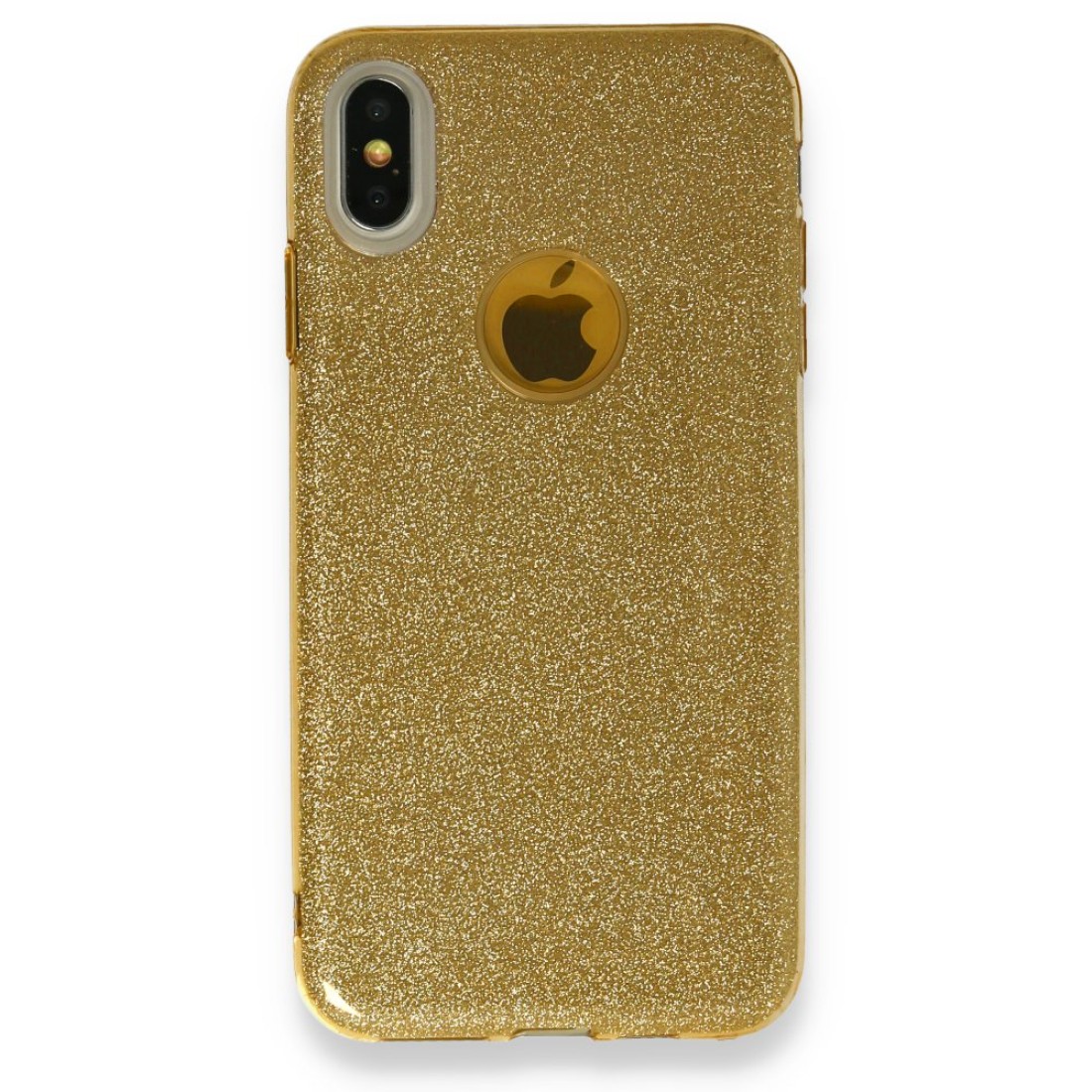 Apple iPhone XS Max Kılıf Simli Katmanlı Silikon - Gold