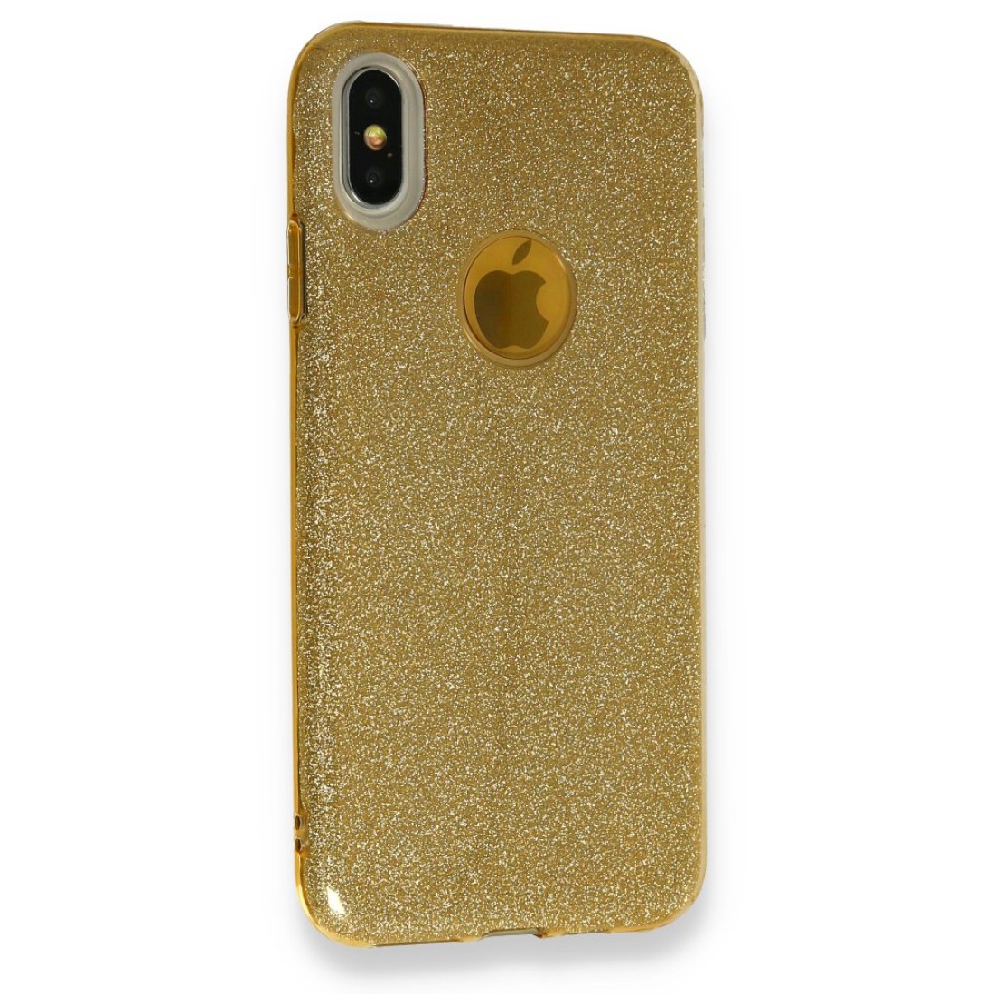 Apple iPhone XS Max Kılıf Simli Katmanlı Silikon - Gold