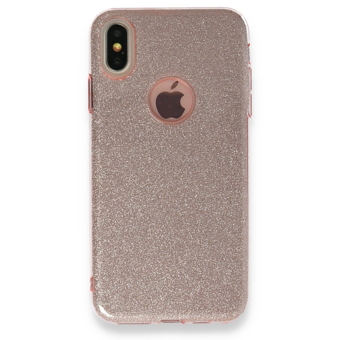 Apple iPhone XS Max Kılıf Simli Katmanlı Silikon - Rose