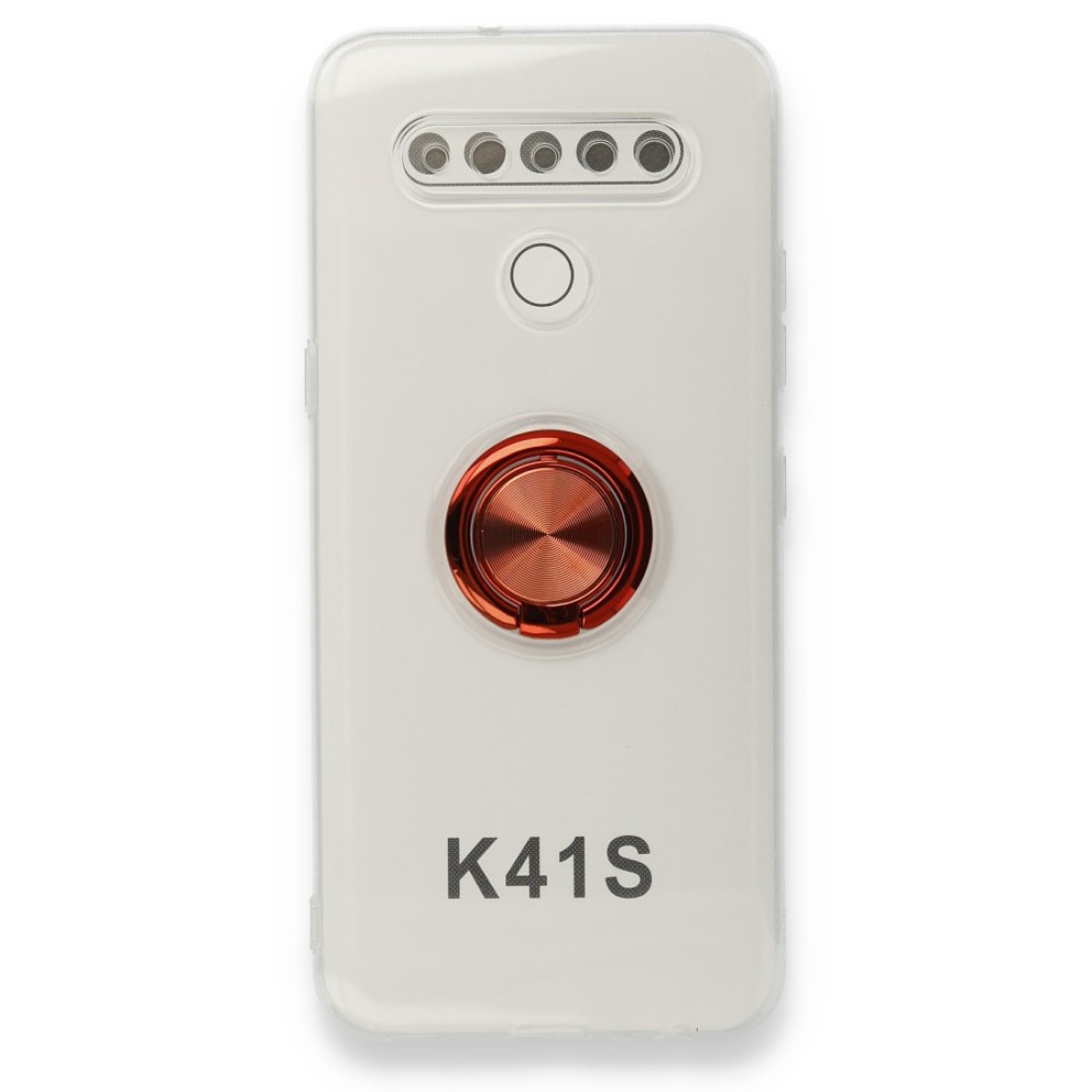 LG K41S Kılıf Gros Yüzüklü Silikon - Kırmızı