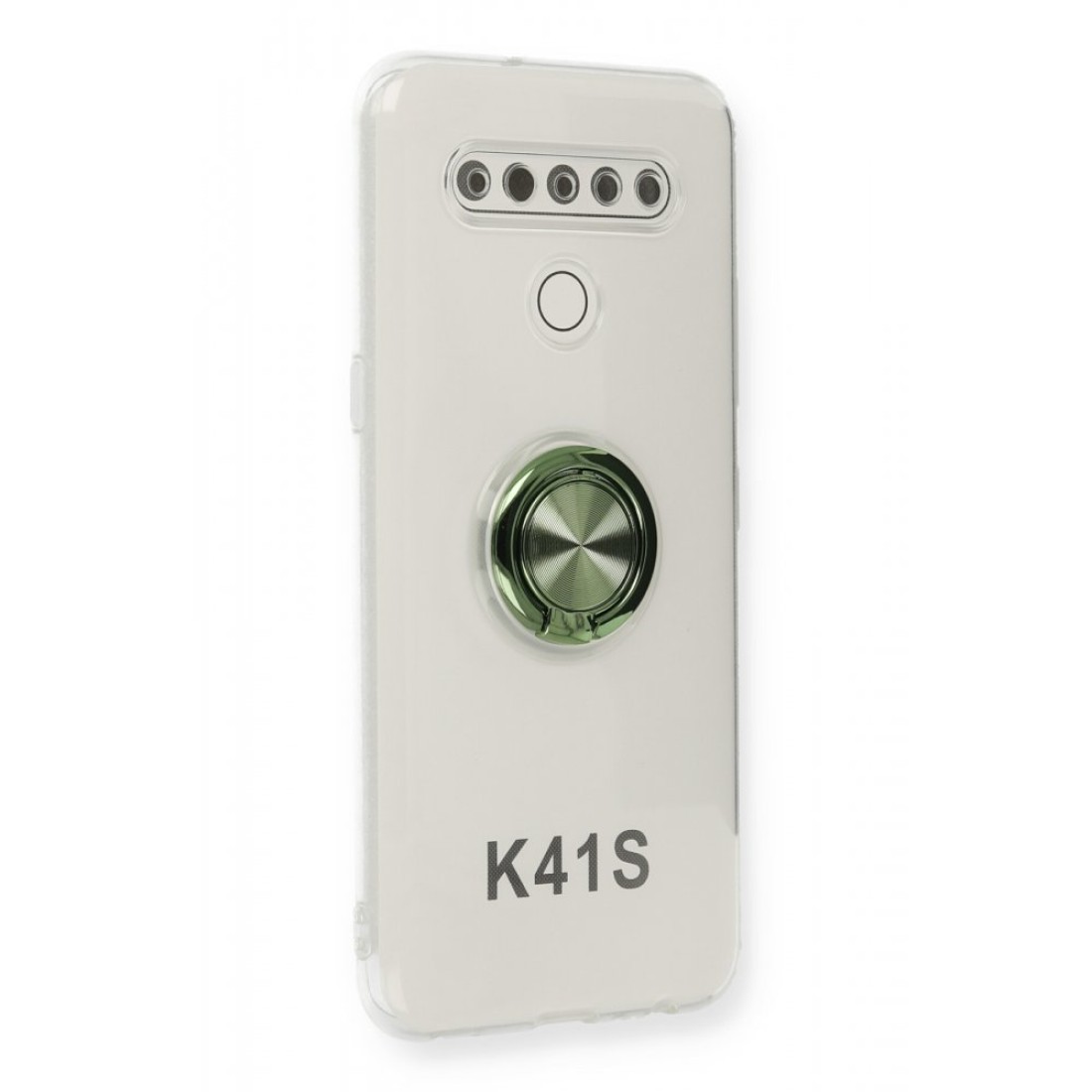LG K41S Kılıf Gros Yüzüklü Silikon - Yeşil