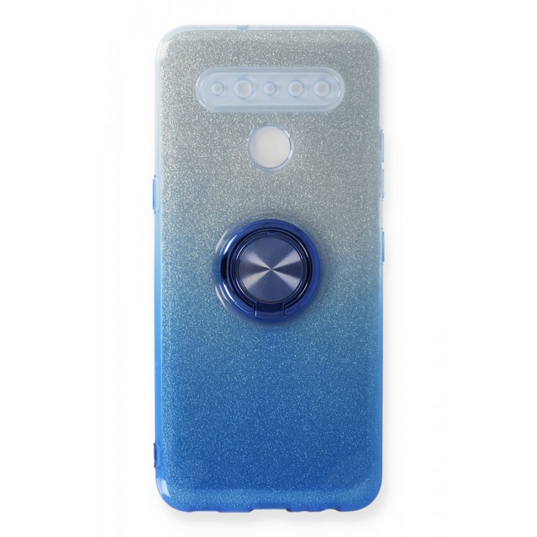 LG K41S Kılıf Simli Yüzüklü Silikon - Mavi
