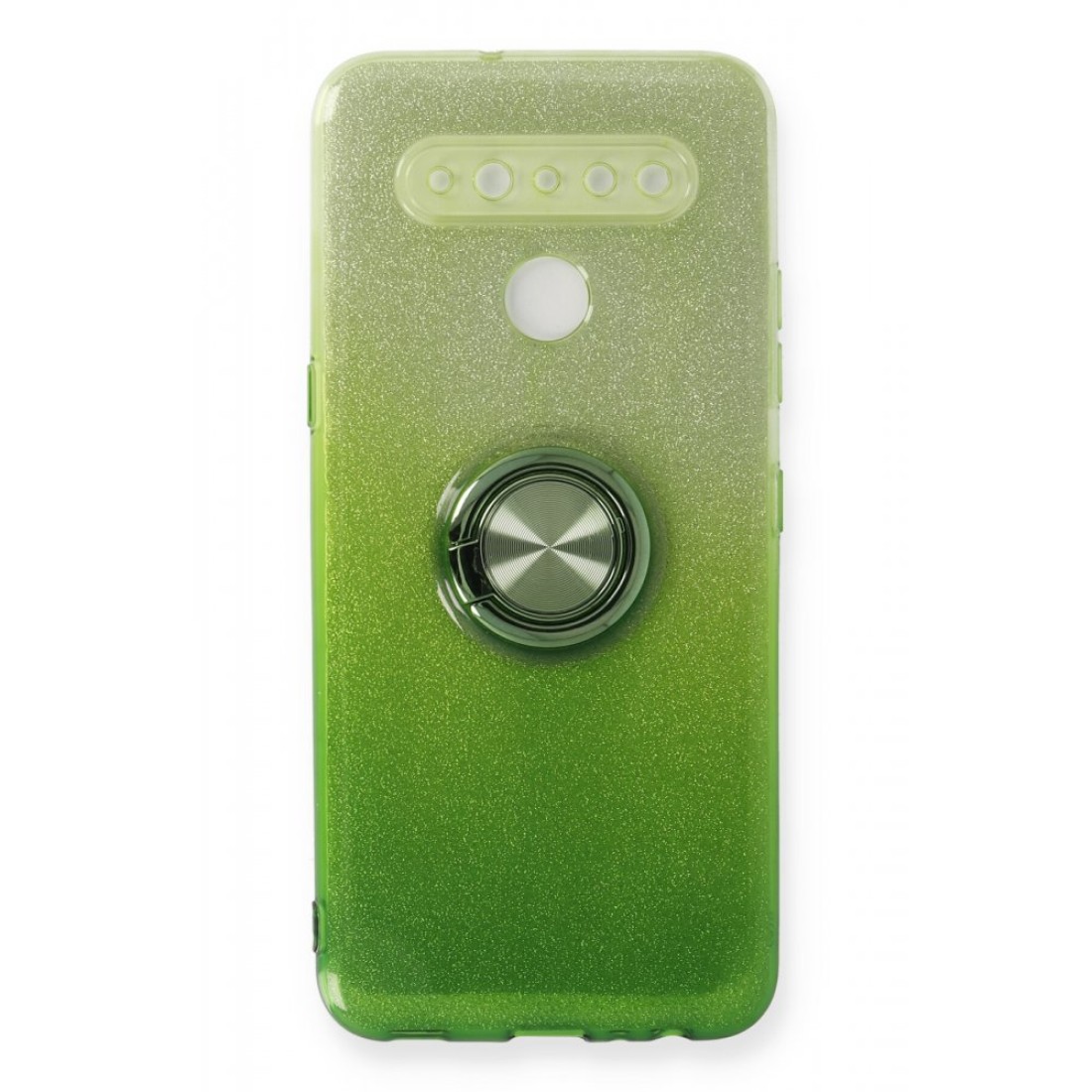 LG K41S Kılıf Simli Yüzüklü Silikon - Yeşil